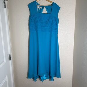 Donna Ricco Teal Sleeveless Silk Cocktail Dress Size 14 Formal Wedding Guest